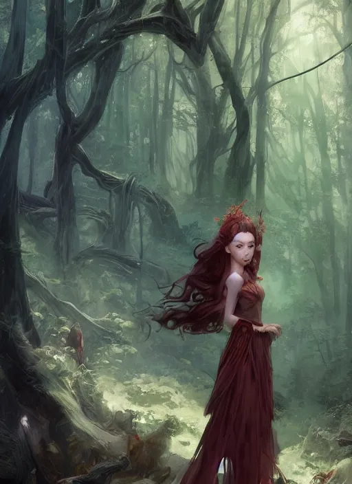 Prompt: A beautiful digital painting of a princess in the mirkwood forrest looking at the camera by Stanley Artgerm Lau, frank frazetta, Rossdraws, James Jean, gerald brom, Andrei Riabovitchev, Marc Simonetti, and Sakimichan, trending on artstation