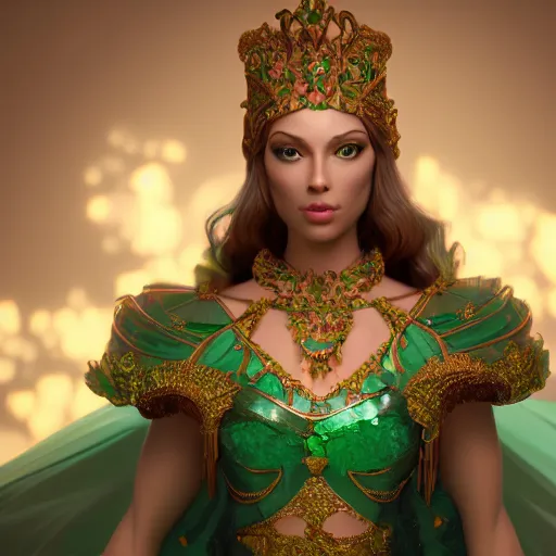 Image similar to wonderful princess of emerald with fair skin, ornate 8 k gorgeous intricate detailed, accent lighting, dramatic light, octane render