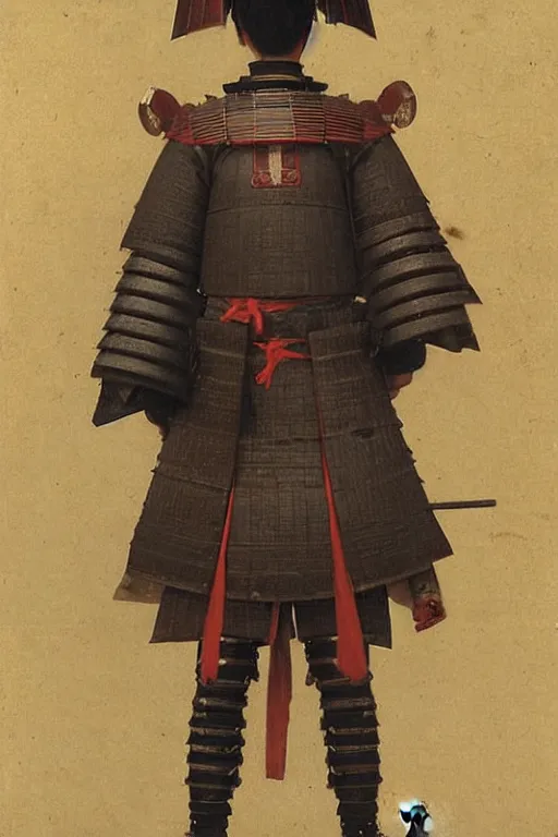 Prompt: a set of high - tech japanese samurai armor, by bouguereau