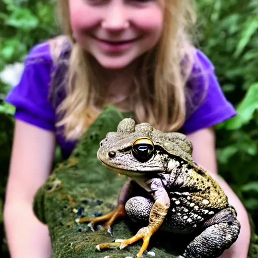 Prompt: Moira Rose holding an American Toad