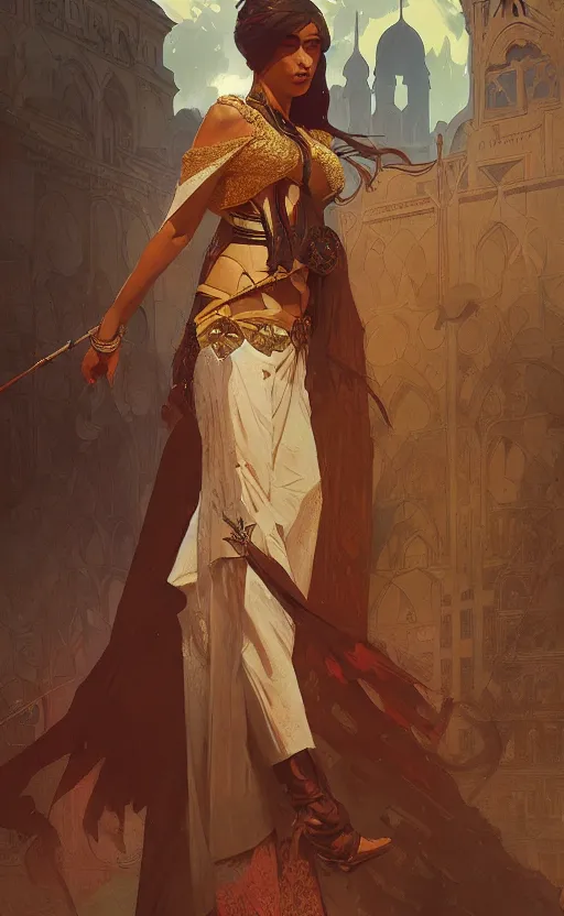 Image similar to a personification of the middle east, highly detailed, digital painting, artstation, concept art, sharp focus, illustration, art by greg rutkowski and alphonse mucha