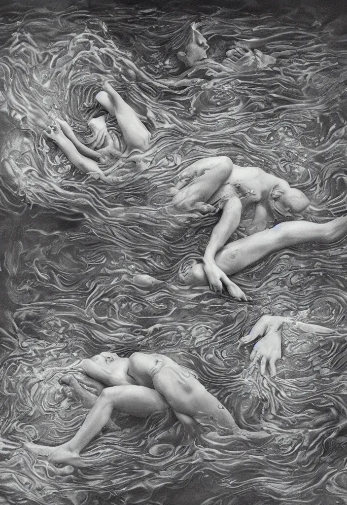 Image similar to highly detailed surrealist art about drowning slowly