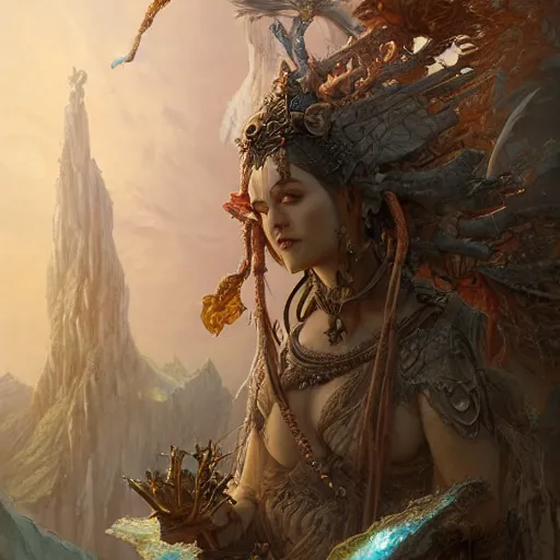 Prompt: a beautiful detailed 3 d matte painting of female empress of the dead, by ellen jewett, tomasz alen kopera and justin gerard