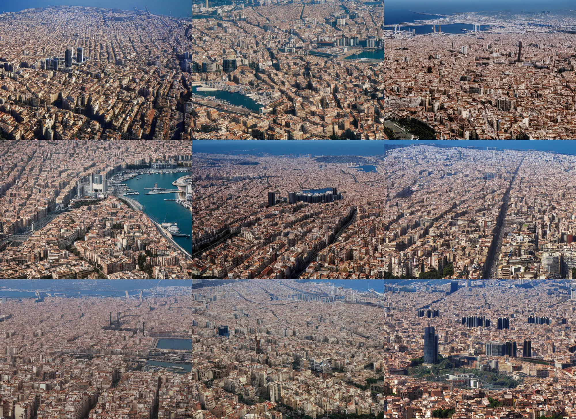 Prompt: aerial photo of barcelona being attacked by godzilla, tilt shift, high quality