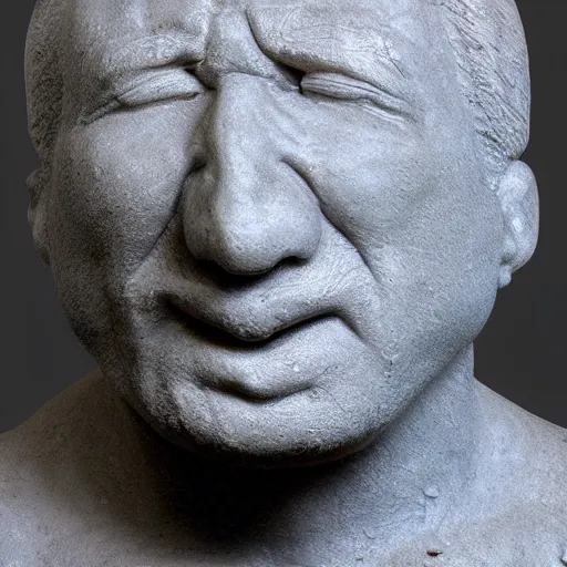 Image similar to marble sculpture of man with his own face coming out of his mouth