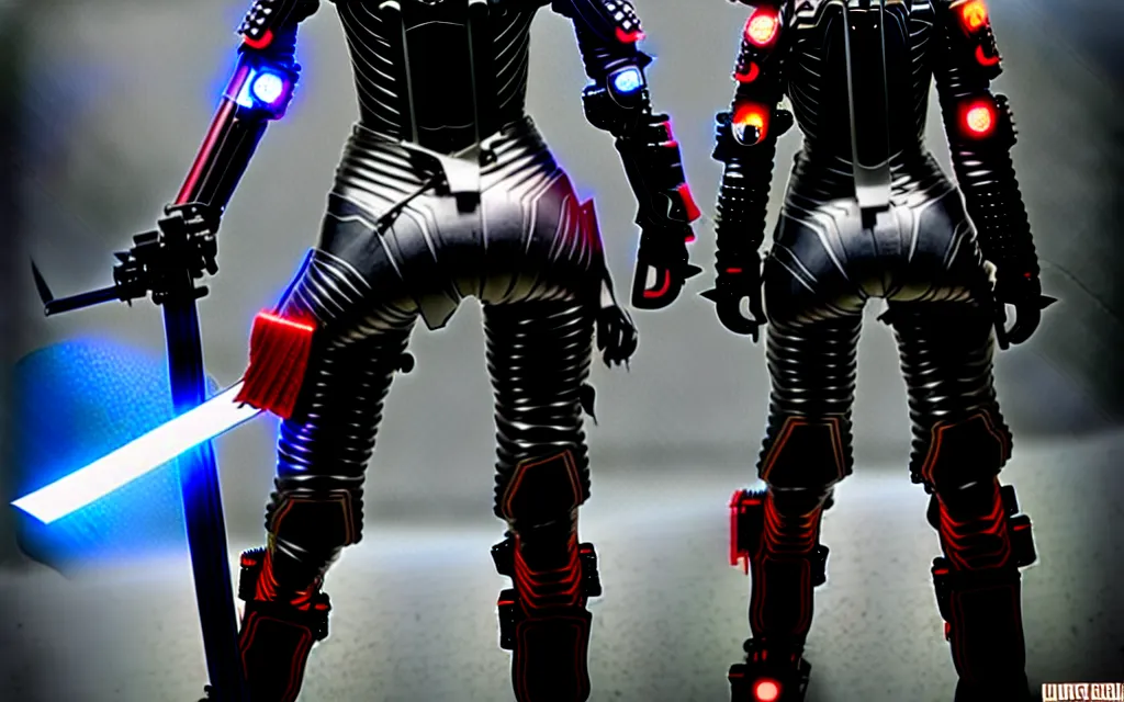 Image similar to war, diverse katana cybersuits, from behind, wide wide angle, vivid, elaborate, highly detailed, beautiful lighting