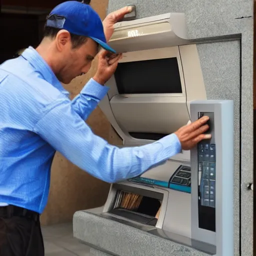 Image similar to Man withdrawing a stack of fish from an ATM