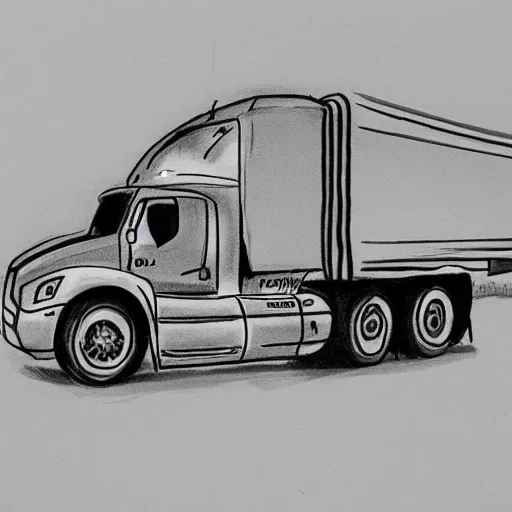 Image similar to an awesome camion sketch by peter klasen