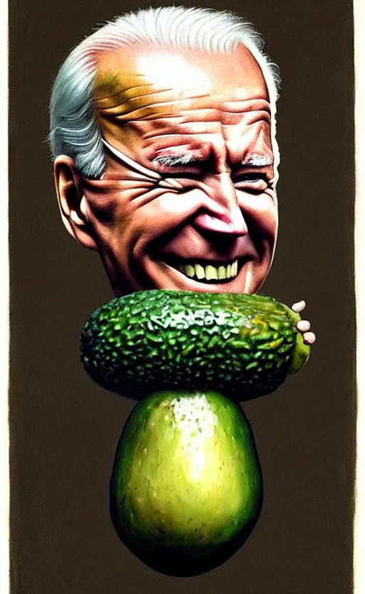 Prompt: joe biden as a avocado painting by chiara bautista, beksinski and norman rockwell and greg rutkowski weta studio, tom bagshaw and lucasfilm