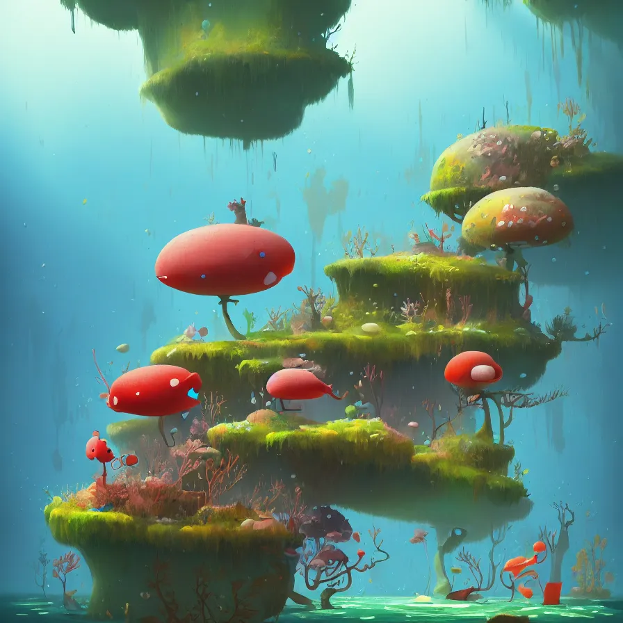 Prompt: Goro Fujita illustrating Underwater forest, aquatic life, full of color, art by Goro Fujita, sharp focus, highly detailed, ArtStation