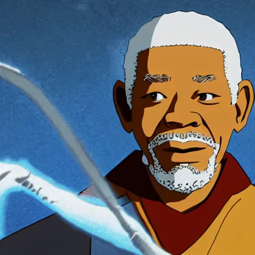 Image similar to Morgan Freeman in Avatar: the last airbender, designed by Bryan Konietzko