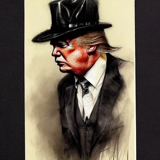 Prompt: ( ( ( ( ( shirtless donald trump wearing fedora, gothic, dark. muted colors. ) ) ) ) ) by jean - baptiste monge!!!!!!!!!!!!!!!!!!!!!!!!!!!