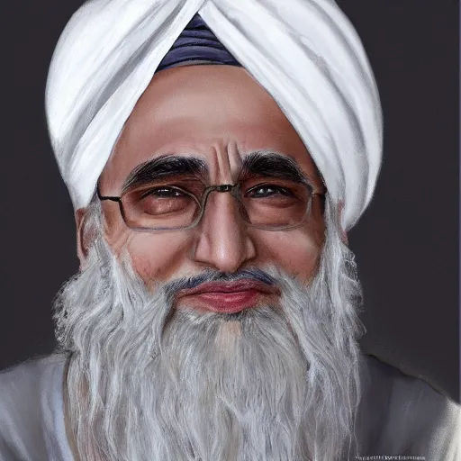 Prompt: an islamic jewish rabbi, with a turban, long peyot, sideburns, grey beard, high quality portrait, trending on artstation