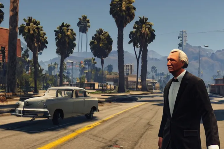 Image similar to president james monroe in grand theft auto v, ps 4, gameplay still