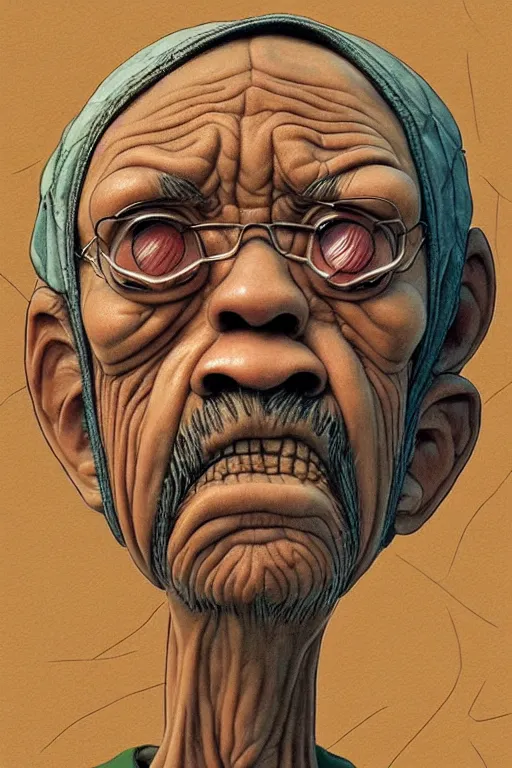 Prompt: portrait of an old man in the style of tekkonkinkreet, high detail, ultra detailed, highly detailed face, direct glaze
