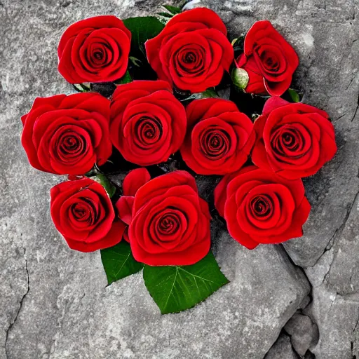 Image similar to red roses, black rocks, photography