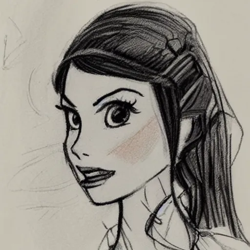 Image similar to milt kahl sketch of victoria justice as princess padme from star wars episode 3