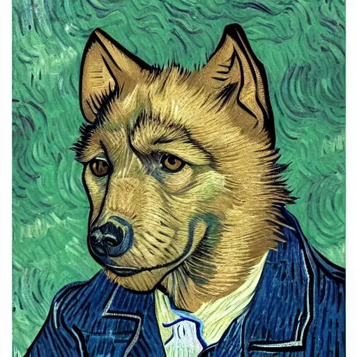 Image similar to retarded wolf, van gogh