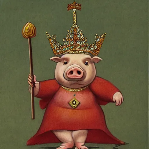 Image similar to pig depicted as a king wearing a crown