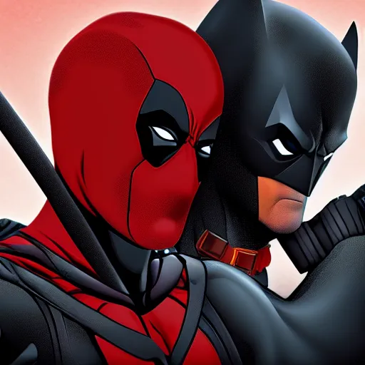 Image similar to Batman and Deadpool together 4K quality Digital art