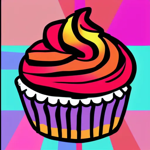 Prompt: colourful cupcake, vector style, realistically shaded