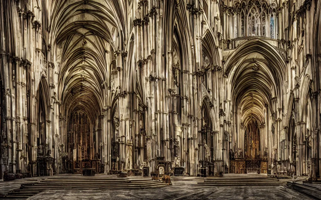 Image similar to street view of a cathedral made of flesh and bones, realistic, old color photograph, dynamic composition, creepy