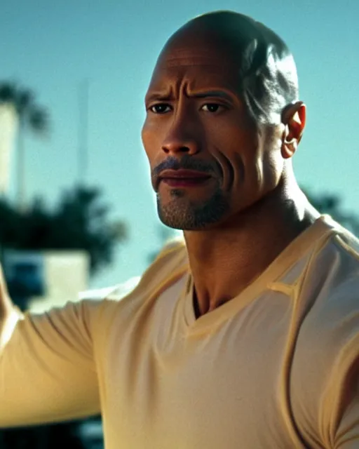 Image similar to Film still close-up shot of Dwayne Johnson in the movie Pulp Fiction. Photographic, photography