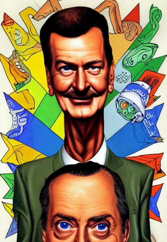 Image similar to one famous person, simple, simplicity, subgenius, x - day, aliens, weird stuff, occult stuff, knives, illuminati, muted colors, hyperrealism