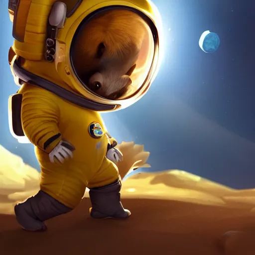 Image similar to an adorable chipmunk in an astronaut suit on the moon, warm lighting with cool shadows, digital painting, detailed, trending on artstation, in the style of dominik mayer thomas dubois, gaston bussiere, 8 k, octane render