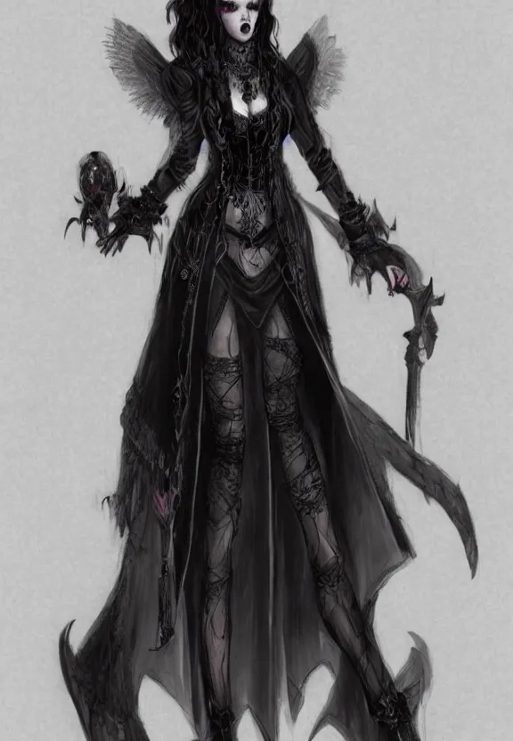 Image similar to female wearing gothic clothes, concept art by jin kim