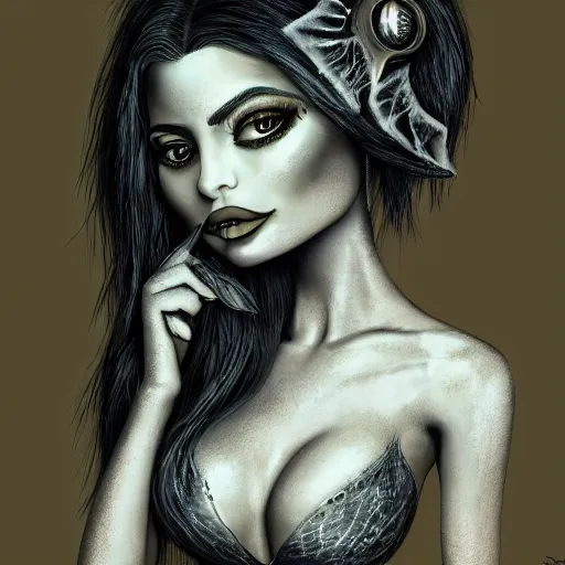 Image similar to michael karcz grunge drawing of kylie jenner. , in the style of corpse bride, loony toons style, horror themed, detailed, elegant, intricate, trending on artstation, 4k