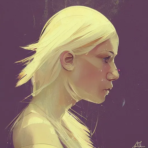 Prompt: Beautiful girl with blond hair profile picture by Greg Rutkowski, asymmetrical, Organic Painting , Matte Painting, geometric shapes, hard edges, street art, trending on the artstation:2 by Sachin Teng:4