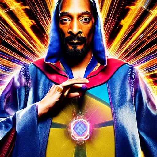 Prompt: multicolor photo of snoop dogg as doctor strange by martin schoeller created at marvel cinematic universe in 4 k ultra high resolution and with portrait, with funny feeling