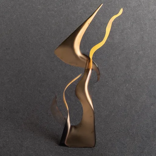 Image similar to minimalist abstract bronze and obsidian sculpture of a flame