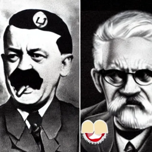 Image similar to Hitler as KFC Colonel Sanders advertising