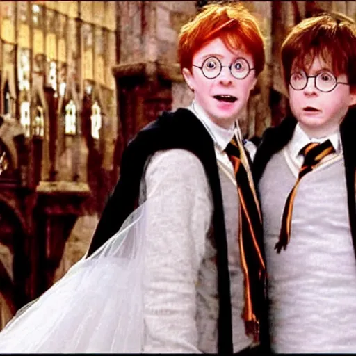 Prompt: Harry Potter and Ron Weasley get married