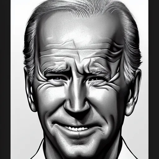 Image similar to joe biden character portrait, concept art, intricate details, highly detailed photorealistic portrait in the style of adam hughes, seseon yoon, artgerm and warren louw