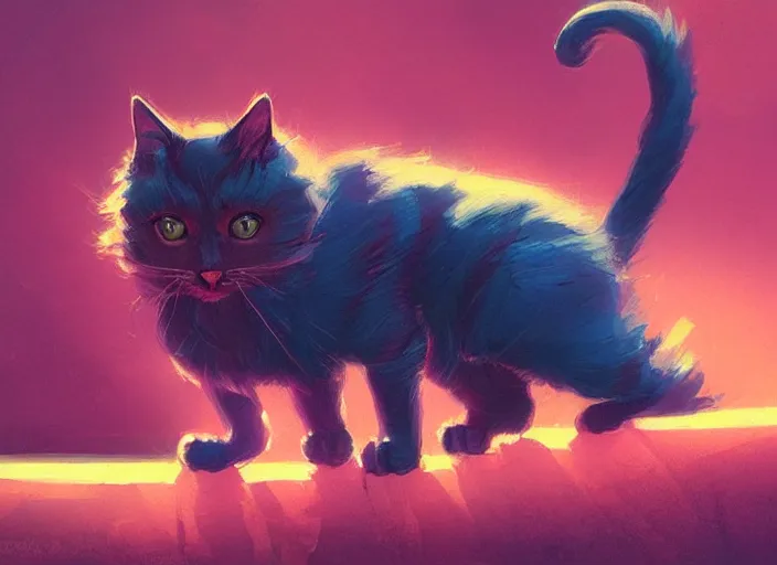 Prompt: cat, vibrant color scheme, highly detailed, in the style of romanticism, cinematic, artstation, Moebius, Greg rutkowski