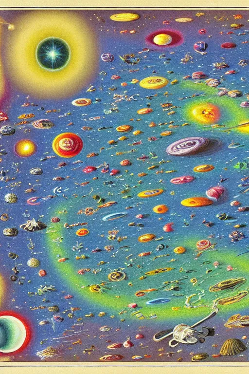 Image similar to a map of another galaxy, in the style of the codex seraphinianus