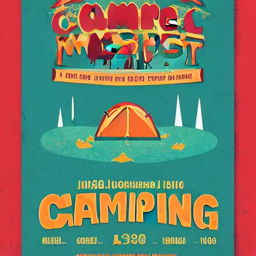 Image similar to a poster design of a camping music fest