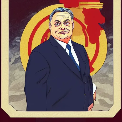 Prompt: slightly obese hungarian prime minister viktor orban wearing a ss uniform, highly detailed face, bright pastel colors, studio ghibli painterly style, trending on artstation, tarot card