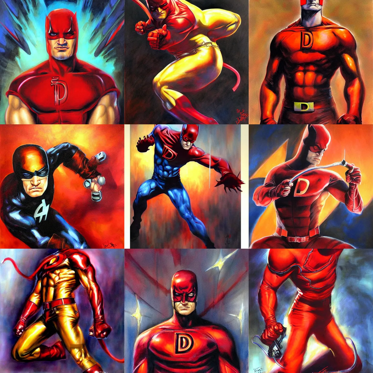 Prompt: daredevil painted by julie bell, fine art, superhero, daredevil, marvel