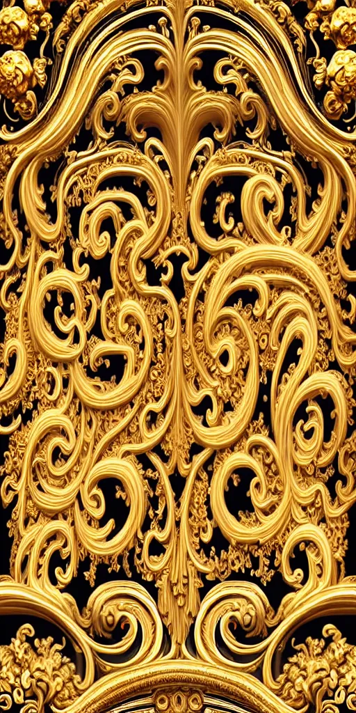 Image similar to the source of future growth dramatic, elaborate emotive Golden Baroque and Rococo styles to emphasise beauty as a transcendental, seamless pattern, symmetrical, large motifs, rainbow syrup splashing and flowing, Palace of Versailles, 8k image, supersharp, spirals and swirls in rococo style, medallions, iridescent black and rainbow colors with gold accents, perfect symmetry, versace baroque, High Definition, photorealistic, masterpiece, 3D, no blur, sharp focus, photorealistic, insanely detailed and intricate, cinematic lighting, Octane render, epic scene, 8K