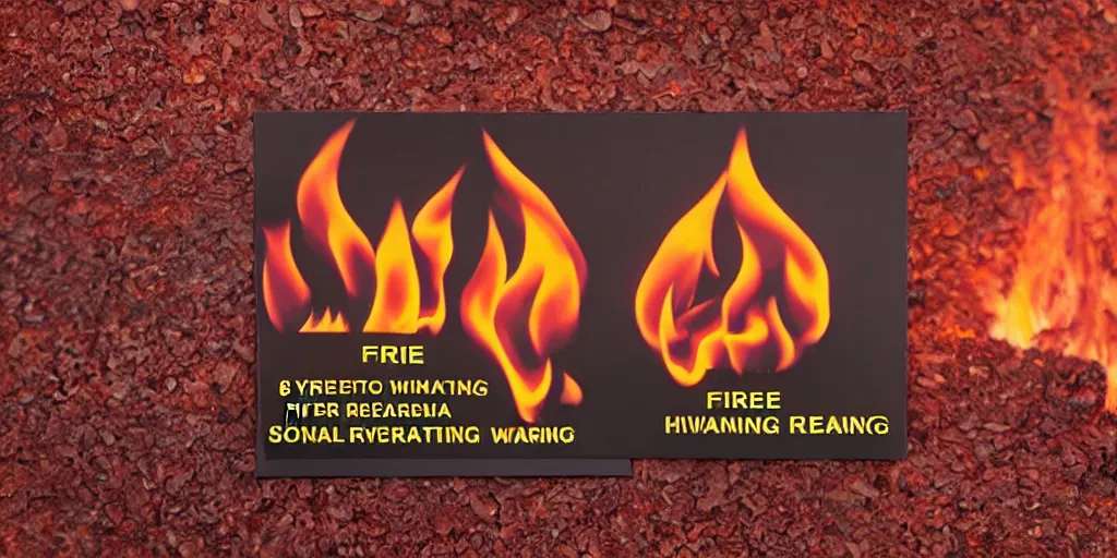 Prompt: fire warning label, 8k, hyper realistic