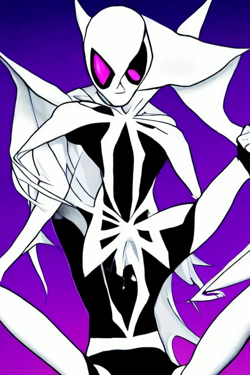 Prompt: a portrait of samantha fox as spider gwen,, single head, no double head,