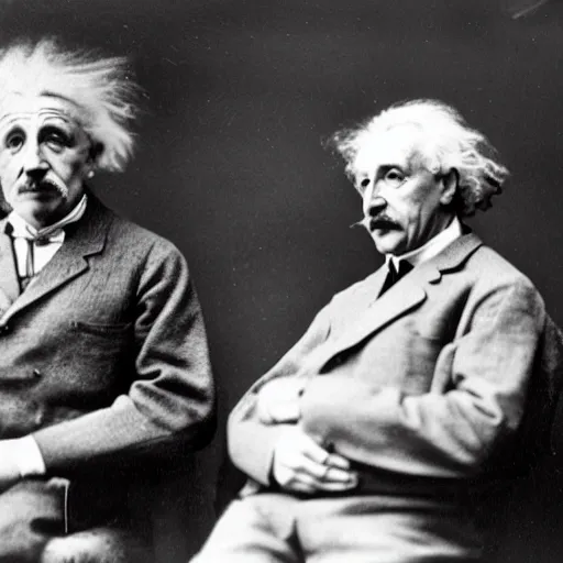 Image similar to vintage photo of Einstein and Thomas Alva Edison