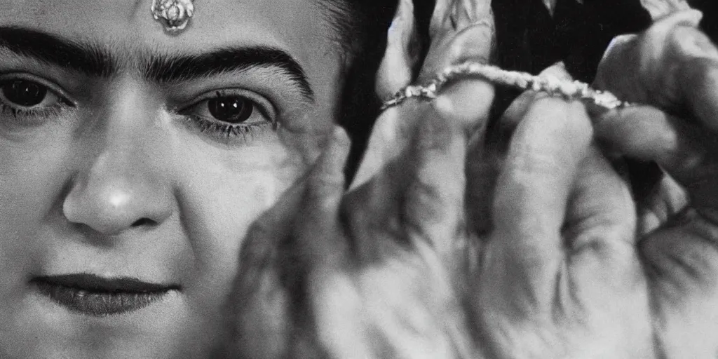 Image similar to lord of the rings close up of the ring style of frida kahlo