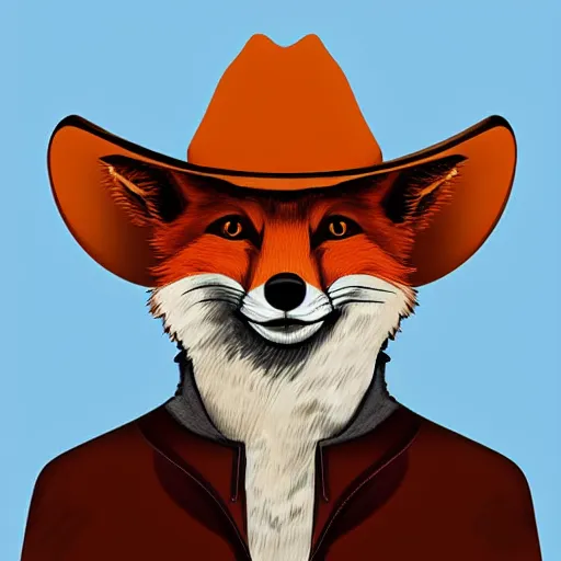 Image similar to A fox wearing a cowboy hat, digital art