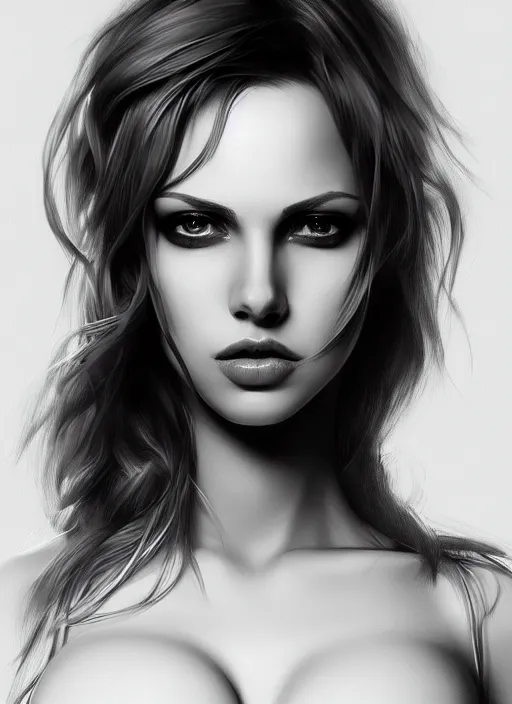 Image similar to full body portrait of a beautiful woman in black and white, photorealistic, art by diego fazio and diegoKoi and artgerm, concept art, hyper sharp focus, 8k highly detailed