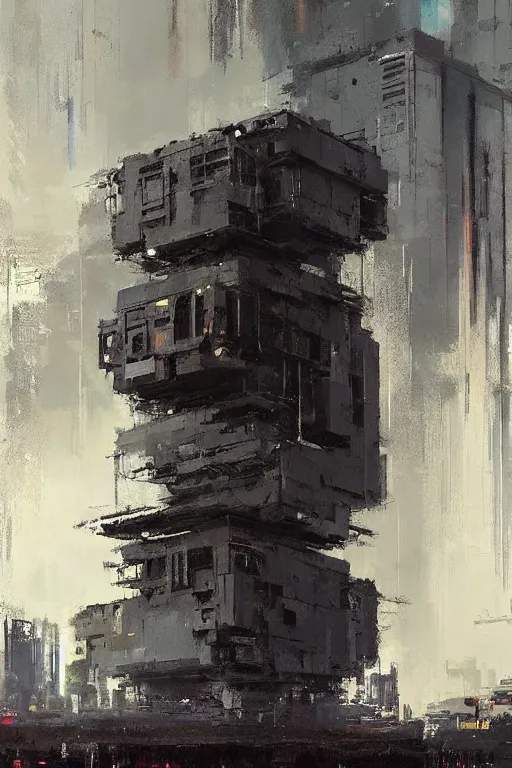 Prompt: Brutalist Arcology, painted by Jeremy Mann.